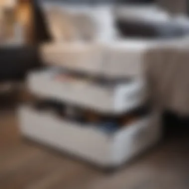 Under bed storage boxes with casters in a stylish room