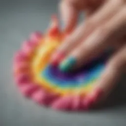 Vibrant tie-dye nail polish swirl