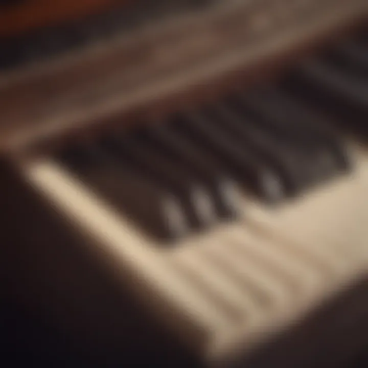 Music composition - Close-up of a piano keys with soft warm lighting