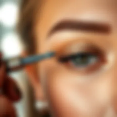 Close-up of an eyebrow gel being applied