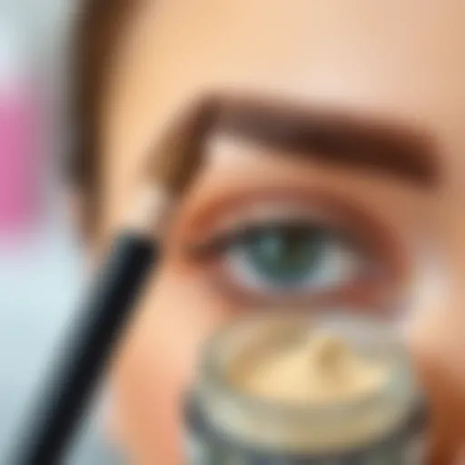 Detailed view of a brow pencil and powder