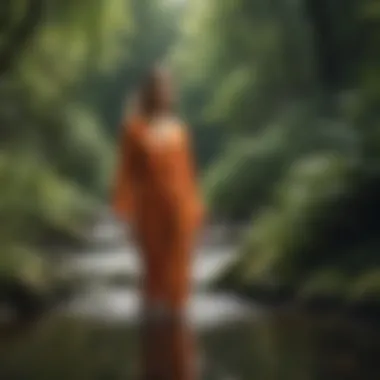 Harmony of Nature and Flow A serene nature scene with a flowing stream and lush greenery