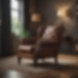 Elegant leather reading chair in luxurious home setting