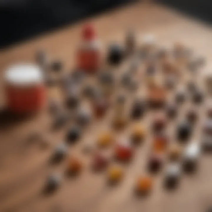 Selection of hair supplements on a wooden table