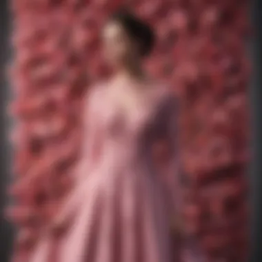 Artistic shot of pink long sleeve dress against floral backdrop