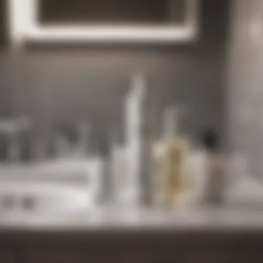 Skincare products displayed on a bathroom counter