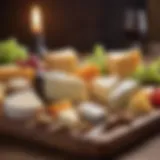 Variety of premium cheeses on a wooden platter