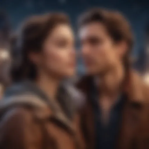 Romantic couple gazing at each other under a starlit sky