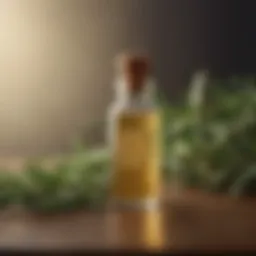 Rosemary-infused essential oil bottle