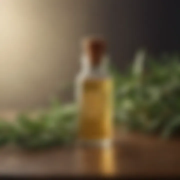 Rosemary-infused essential oil bottle