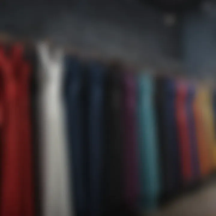 Diverse silhouettes of graduation dresses on a display rack