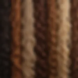 A close-up view of natural hair extensions showcasing various textures and colors.