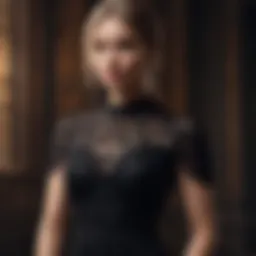 Elegant black dress with intricate lace detailing