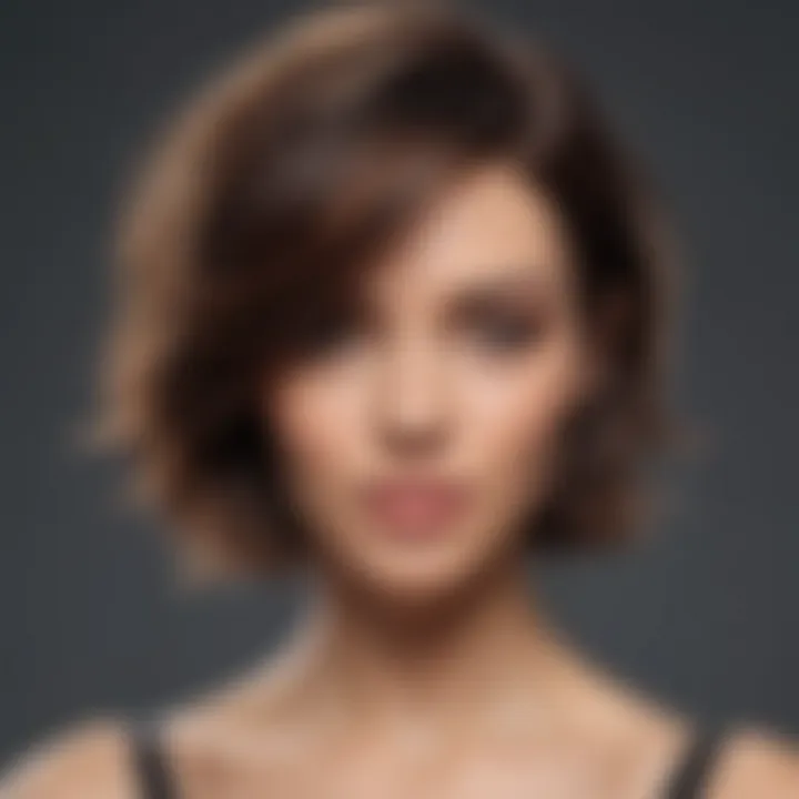 Short hair woman using volumizer brush