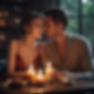 Intimate Ambiance A cozy setting with candles and soft lighting, evoking intimacy