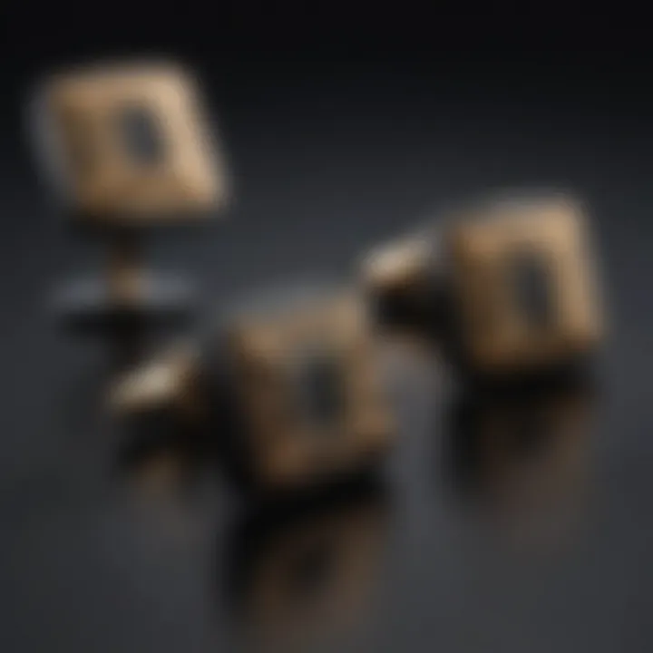 Stylish cufflinks in black and gold tones
