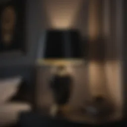 Sleek black lamp with gold accents