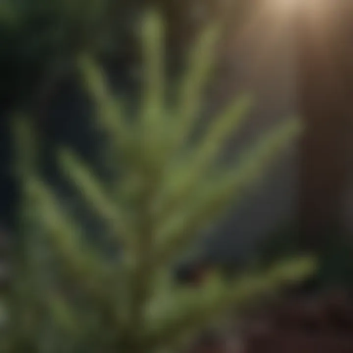 Rosemary plant growing in a sunny garden