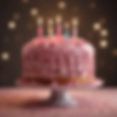 Pink Icing Delight Delicious birthday cake with pink icing and candles