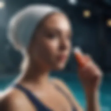 Confident Female Swimmer with Tampon Female swimmer with tampon in