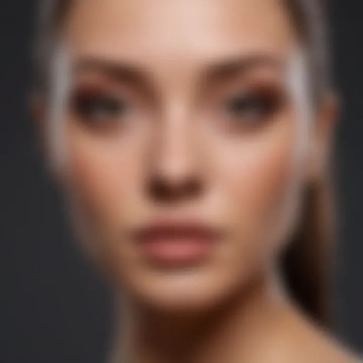 An elegant visual demonstrating a perfectly contoured and highlighted face under warm lighting.