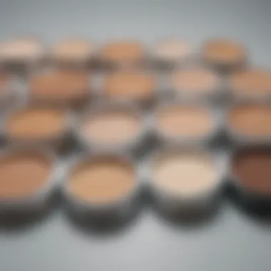 Swatch of different concealer setting powders on skin