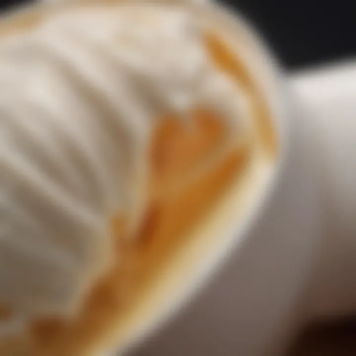 A close-up of a cream texture highlighting active ingredients