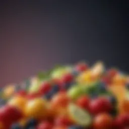 Colorful fruits with high sugar content