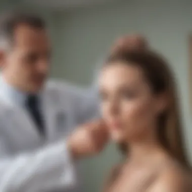 Doctor consulting a patient about one-sided hair thinning