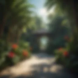 Lush tropical paradise with vibrant flora