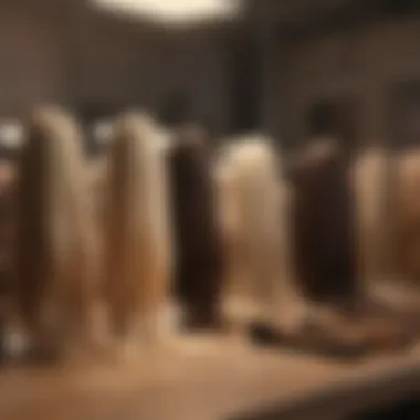 Exploring Extension Options Various types of hair extensions displayed on a table