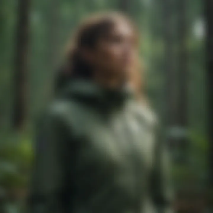 Breathable hiking jacket in a lush forest