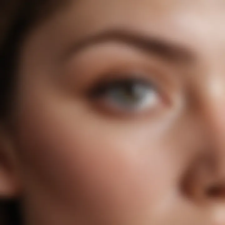 Close-up view of fine lines under the eyes