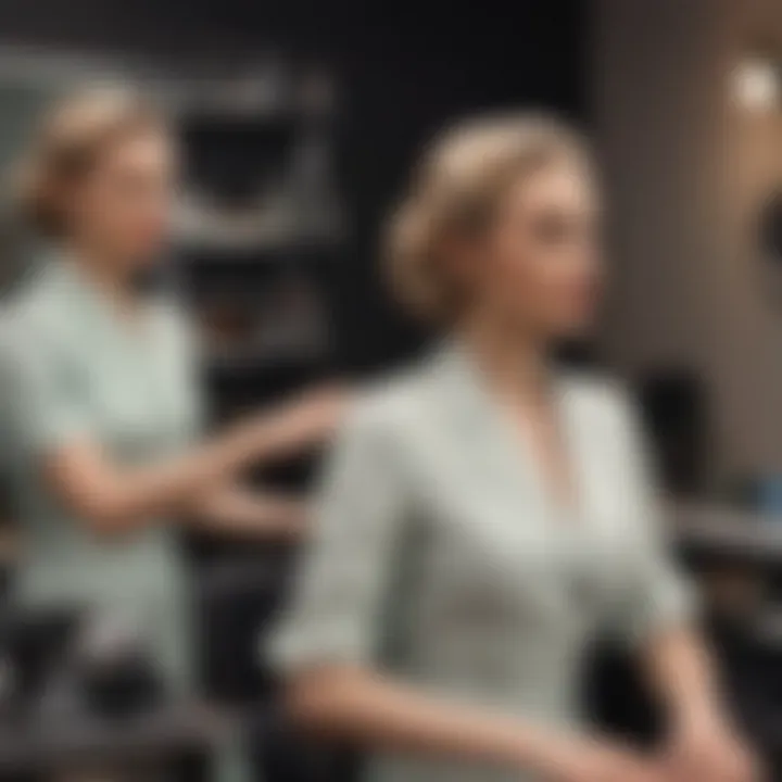 Stylists demonstrating finger wave techniques at a salon