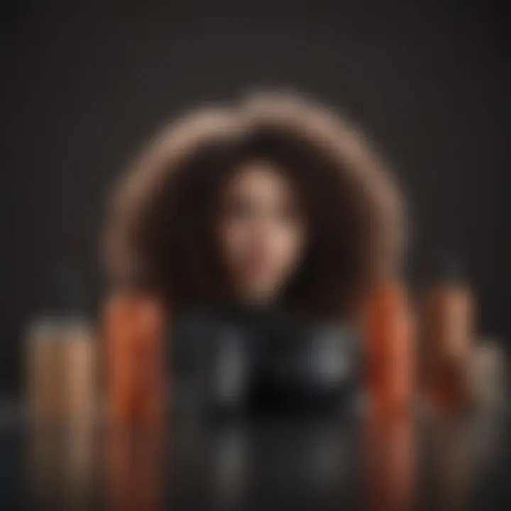 Curly hair care products arranged aesthetically