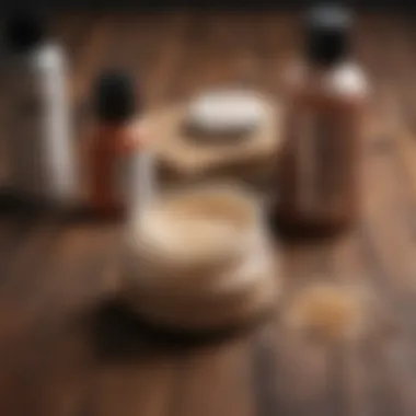 Close-up of hair product ingredients on a wooden background