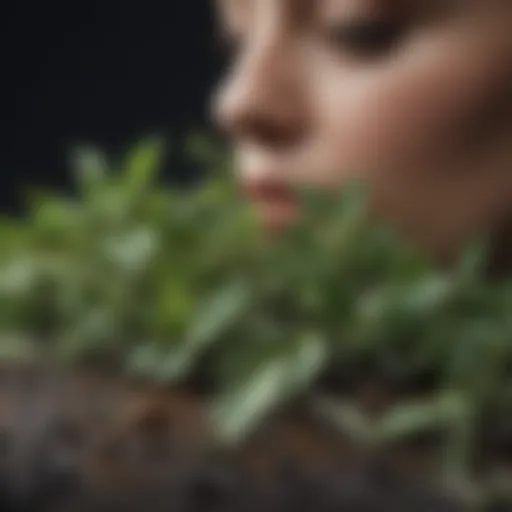 Close-up of aromatic herbs representing scent perception