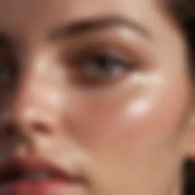 The Reflection of Oily Skin Close-up of oily skin surface reflecting light