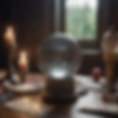 Gaining Insight Through Tarot and Crystals A crystal ball placed beside tarot cards, symbolizing insight