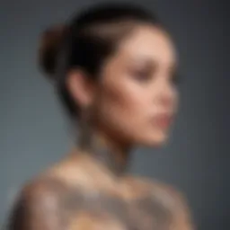 Artistic representation of various tattoo styles including traditional, tribal, and watercolor.