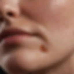 Close-up view of skin with clogged pores