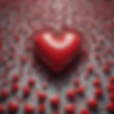 Complexities of Love A heart representing love, surrounded by various emotions, emphasizing love's complexities