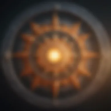 Astrological Wheel: Sun, Moon, and Rising Signs Astrological wheel showcasing sun, moon, and rising signs