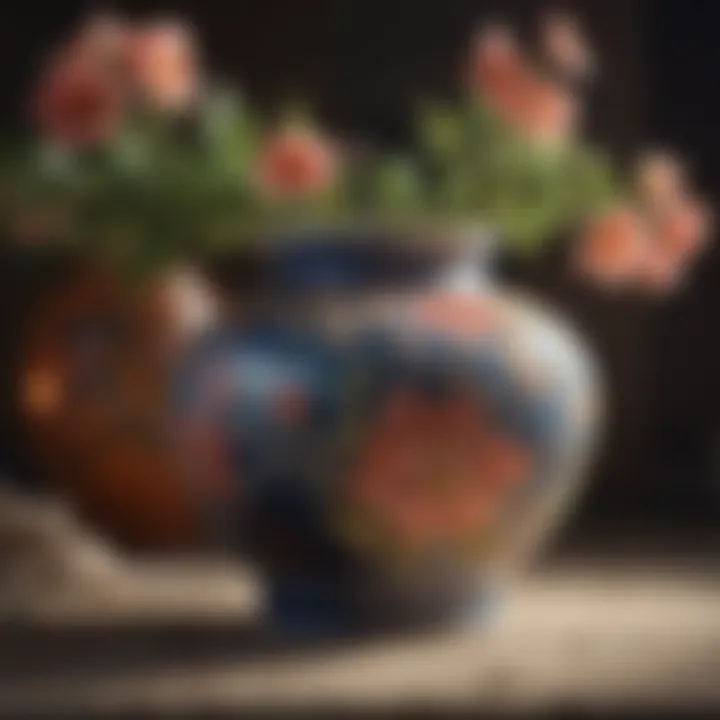 Artistic ceramic vase with floral design