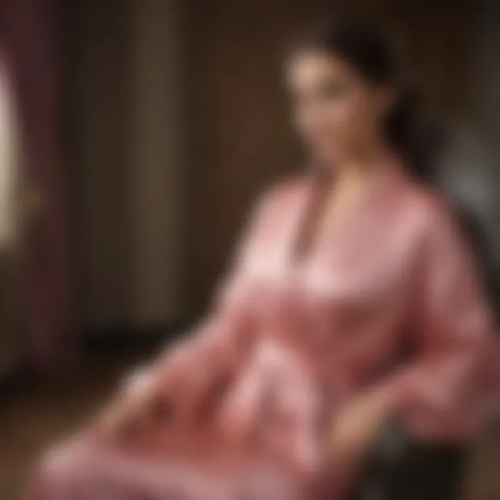 Elegant satin robe draped over a chair