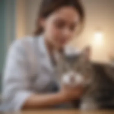 Veterinarian comforting a distressed cat