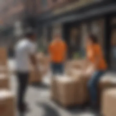 Volunteers organizing donated furniture in NYC