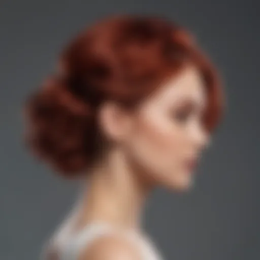 Luxurious Wella Red hair color in elegant updo hairstyle