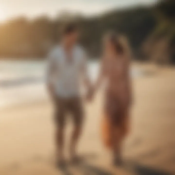 Stylish couple at a scenic beach, dressed in casual yet chic outfits