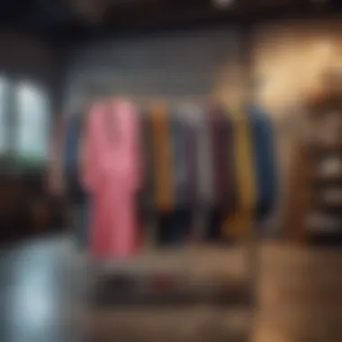 Charming Vintage Clothing Rack Colorful collection of vintage clothing hanging on a rack in a trendy boutique